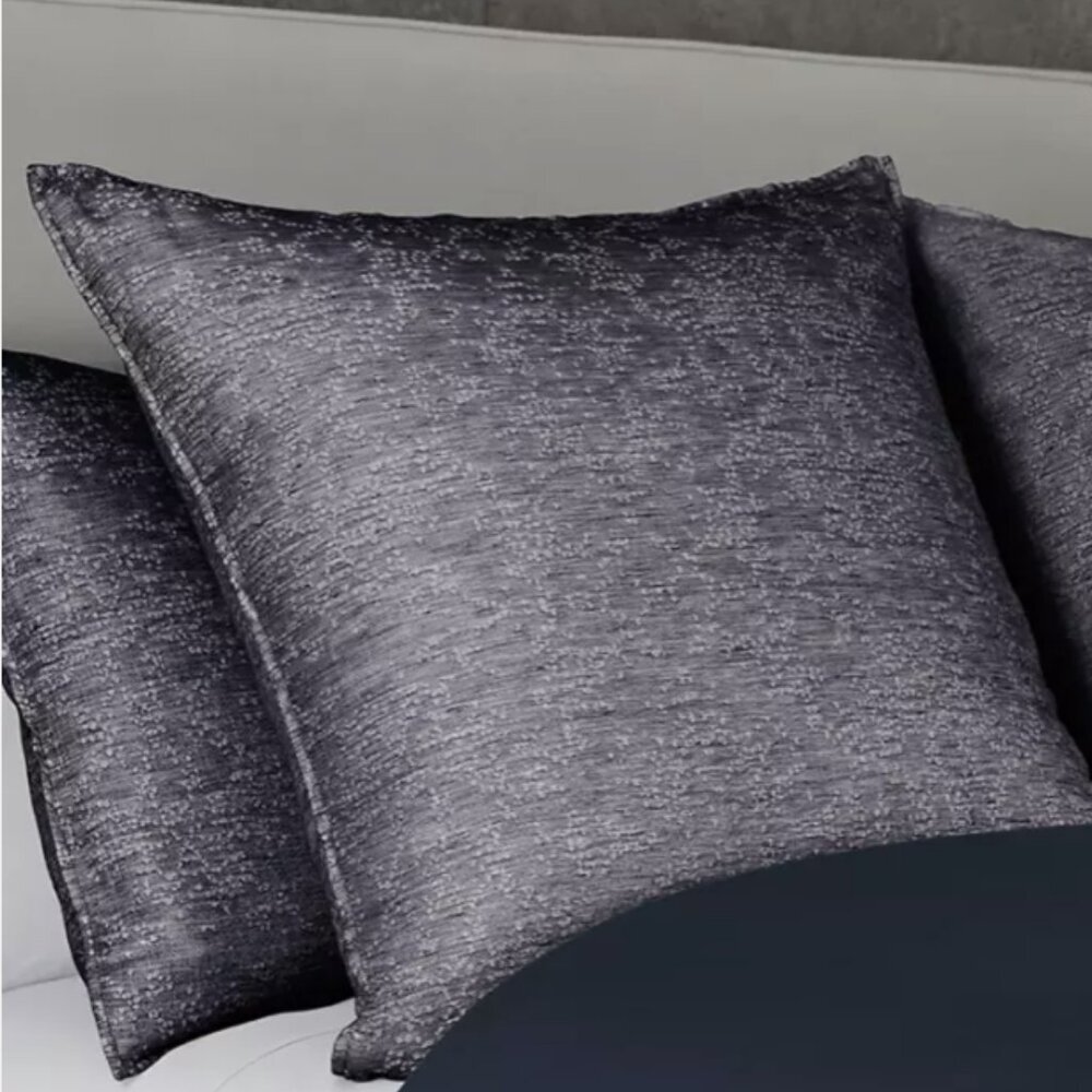 The Threadery Euro Sham Lot of 2 Linen Erased Jacquard Blue Navy Blazer 26 x 26"